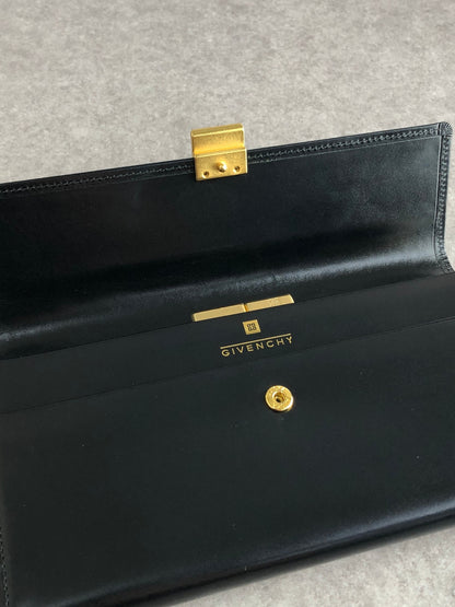 GIVENCHY Logo Long Wallet Black Vintage a34me5