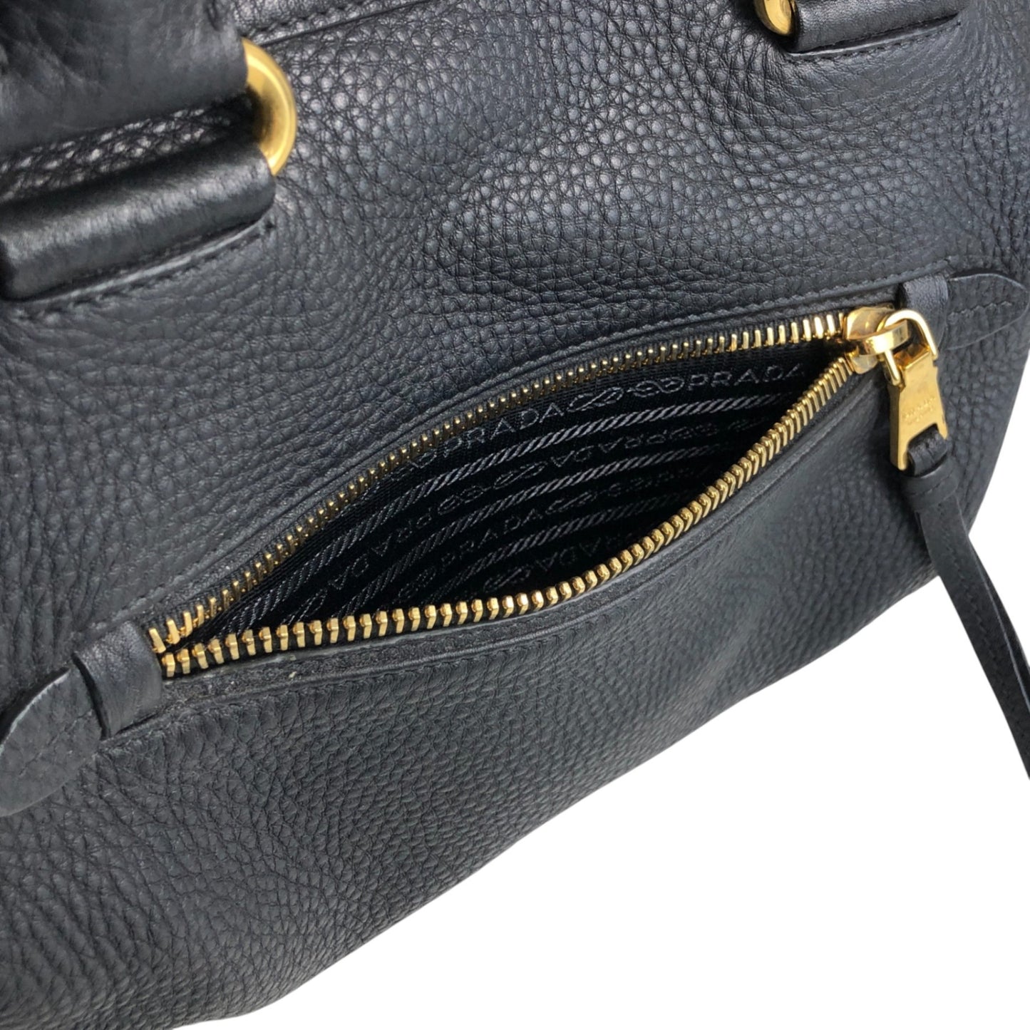 PRADA Logo Two-way Handbag Shoulder bag Black Vintage bwhz6p