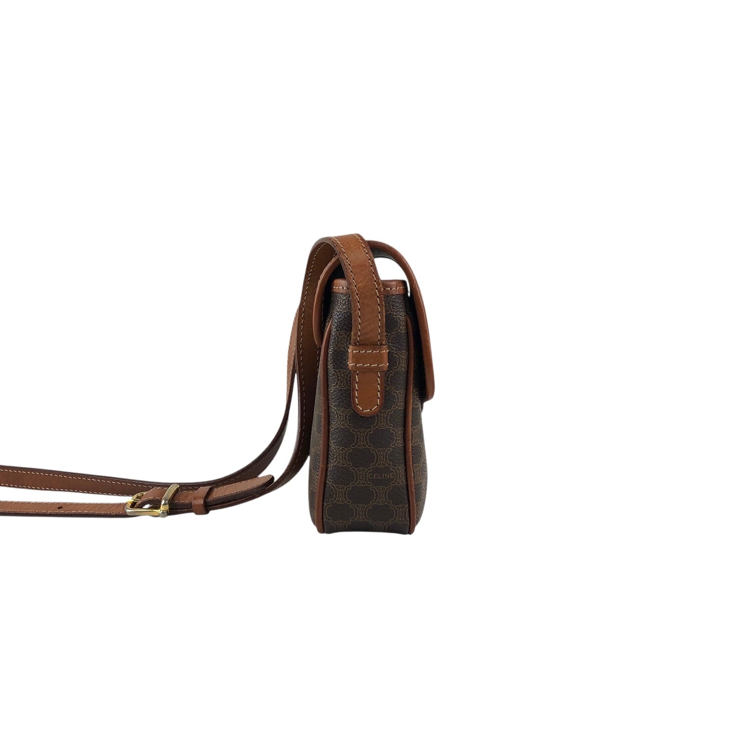 CELINE Macadam Blason Shoulder bag Brown Vintage 2mumnz