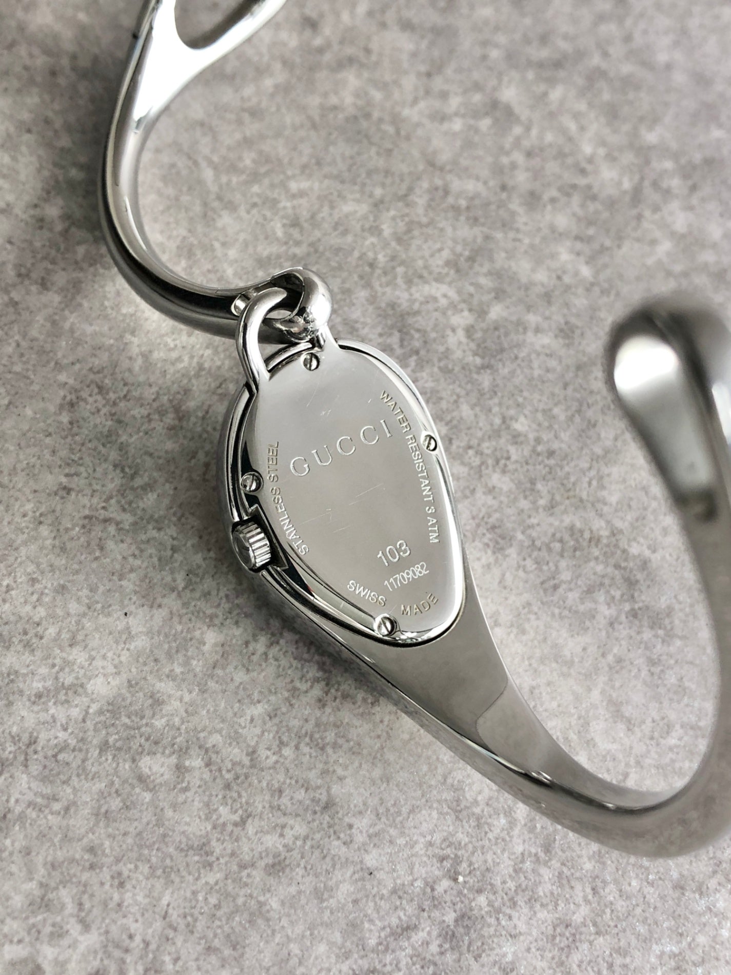 GUCCI Bangle Watch Silver 103 Vintage 5j8k5t