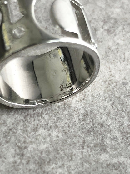Christian Dior Logo Motif Ring Silver SILVER925 Vintage 8digxf