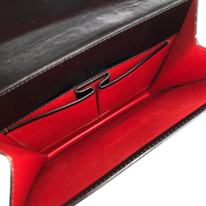 CELINE Horse Bit Double Flap Handbag Black Vintage eysscs