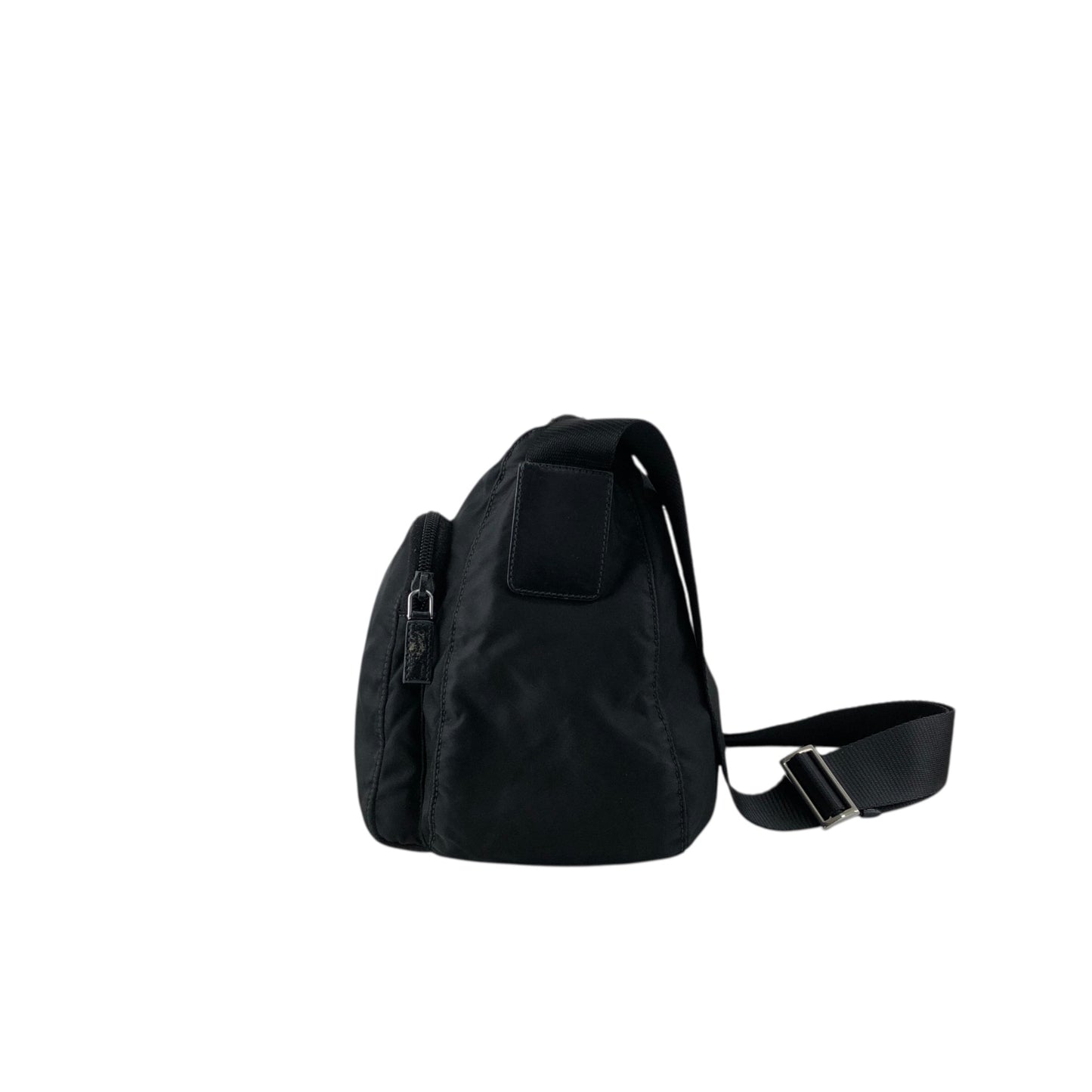 PRADA Tessuto Triangle Logo Double Pocket Shoulder bag Black Vintage se4edp