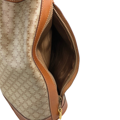 CELINE Macadam Blason Drawstring Shoulder bag Beige Vintage xyjee7