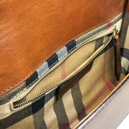 BURBERRYLogo Front Buckle Shoulder bag Brown Vintage 66nxby