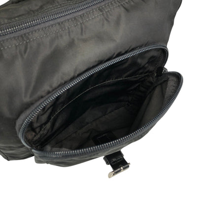 PRADA Tessuto Triangle Logo Shoulder bag Black Vintage p4wsch