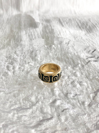 CHANEL Coco Mark Ring Gold Vintage 6yb5dk