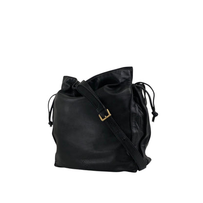 LOEWE Anagram Flamenco Drawstring Shoulder bag Black Vintage ak5uss