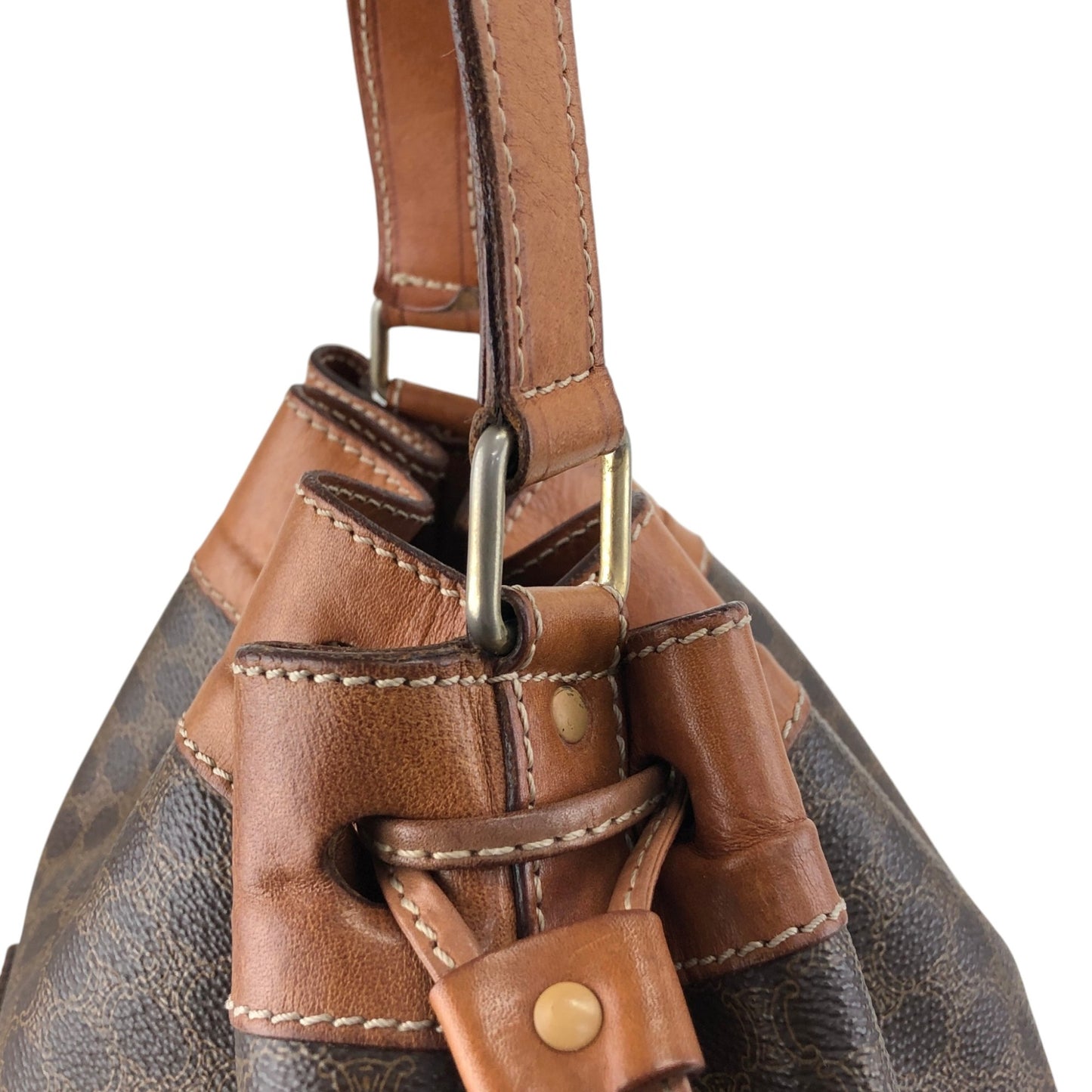CELINE Macadam Blason Drawstring Shoulder bag Brown Vintage mp3xvi