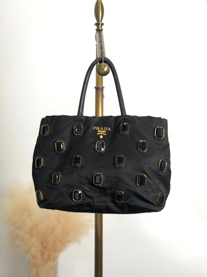 PRADA Logo Shoulder bag Totebag Black Vintage autmuy
