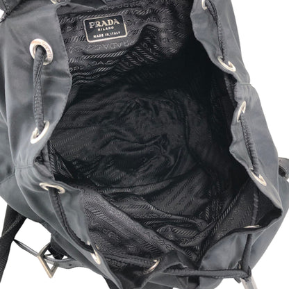PRADA Tessuto Triangle Logo Front Buckle Double Pocket Backpack Black Vintage mkvbvj