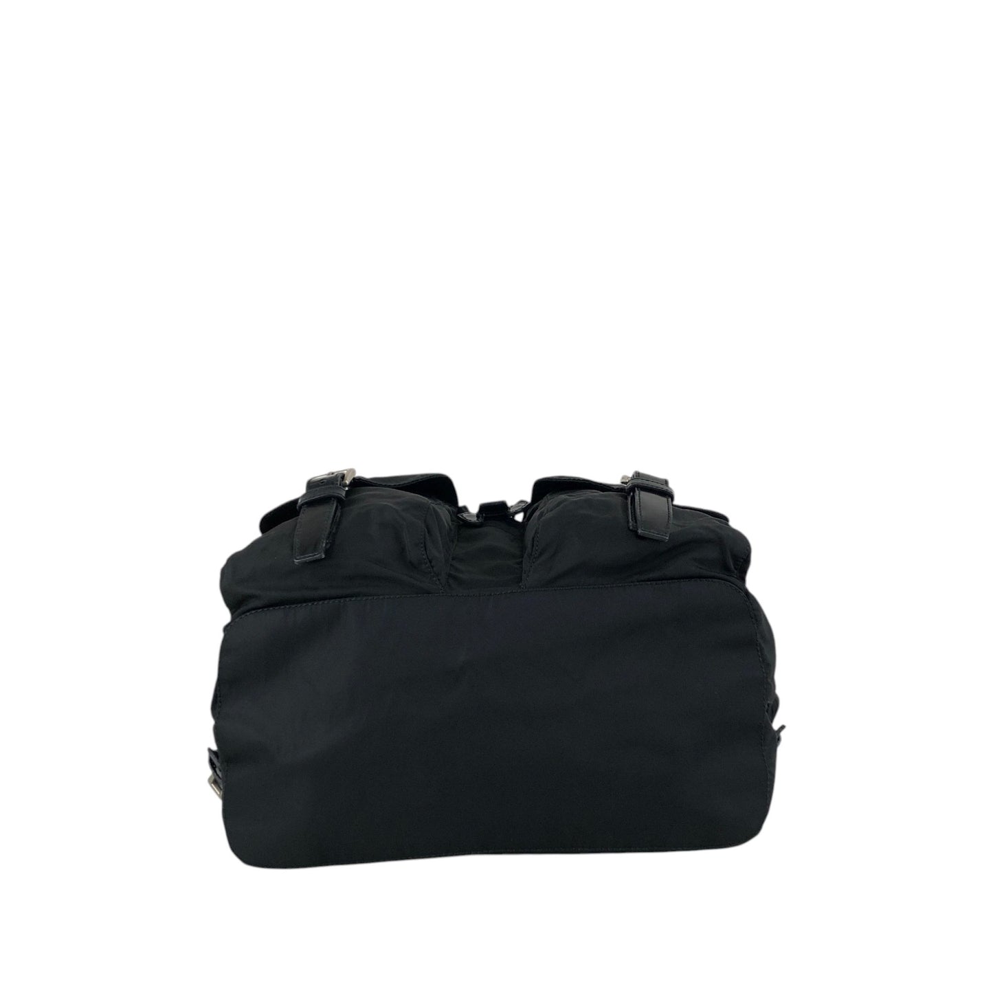 PRADA Tessuto Triangle Logo Double Pocket Backpack Black Vintage rr2dvd