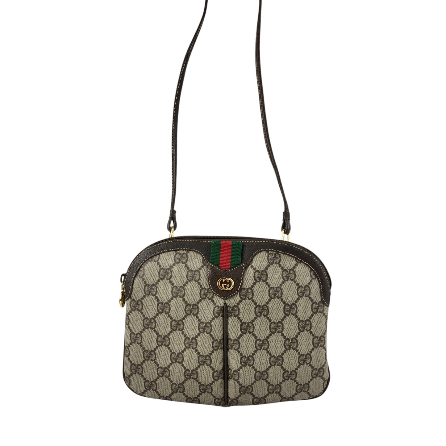GUCCI Sherry Line GG Logo Shoulder bag Brown Vintage xif7sk