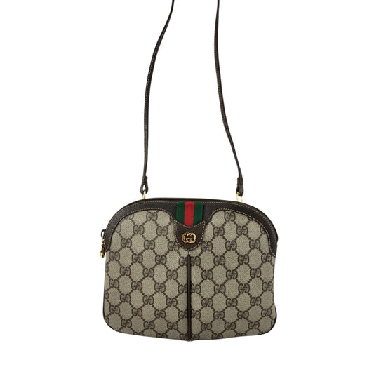 GUCCI Sherry Line GG Logo Shoulder bag Brown Vintage xif7sk
