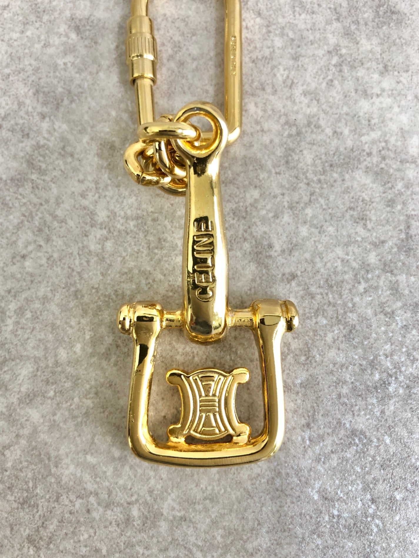 CELINE Triomphe Charm Gold Vintage texfpd