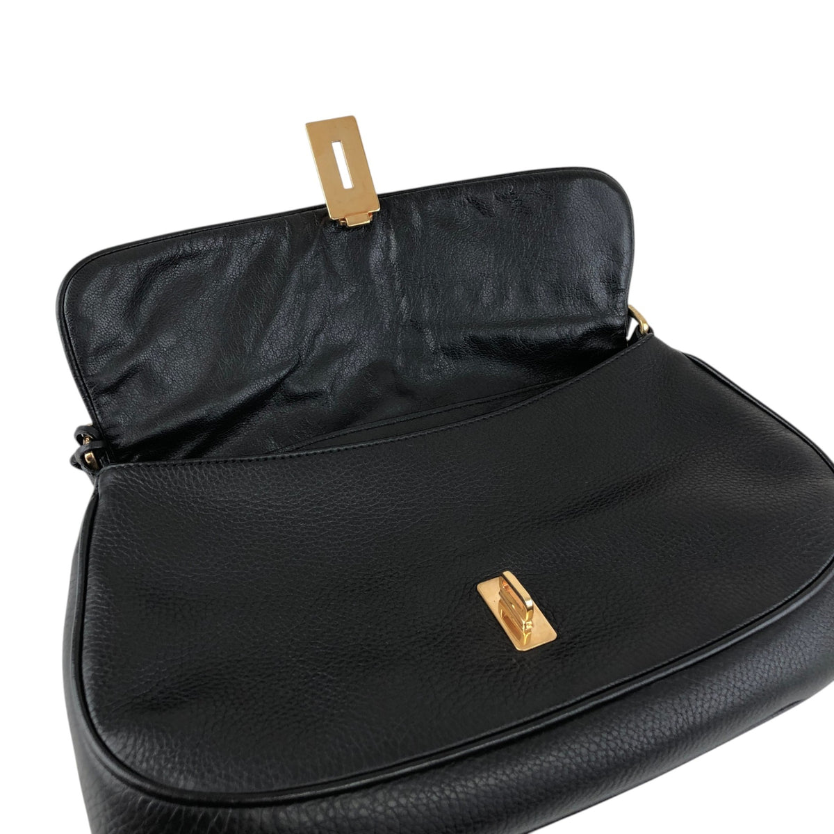 PRADA Turn Lock Shoulder bag Black Vintage atdszw
