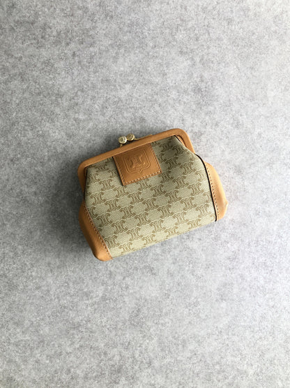 CELINE Macadam Blason Coin Purse Beige Vintage u2h6sg