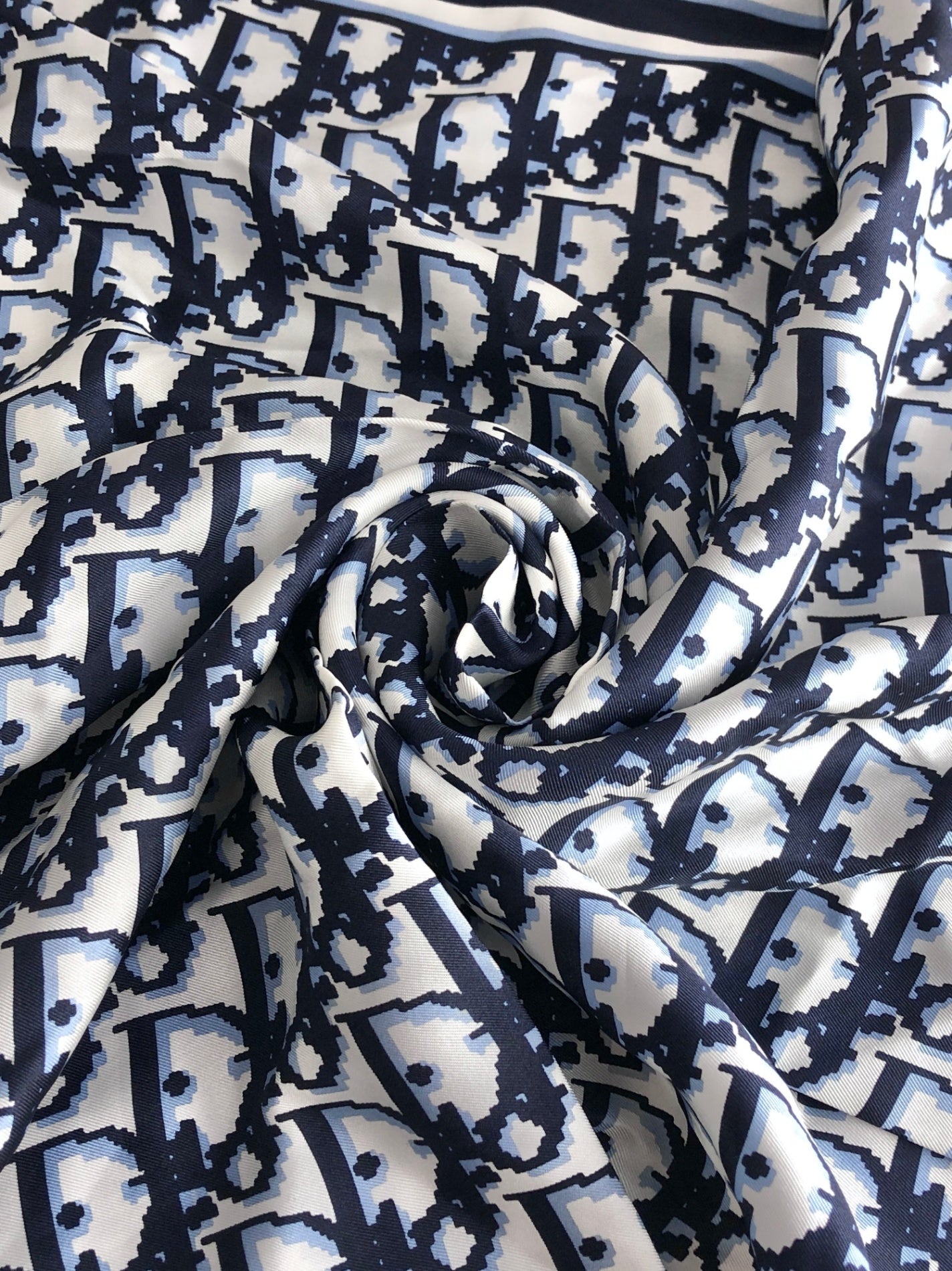 Christian Dior Trotter SILK Scarf Blue Vintage ev6t35