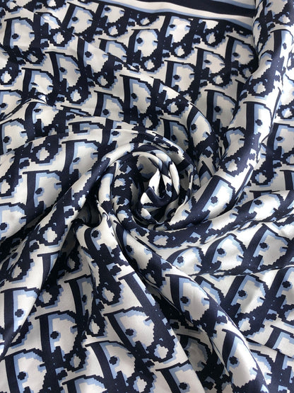 Christian Dior Trotter SILK Scarf Blue Vintage ev6t35
