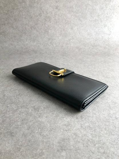 CELINE Horse Bit Long Wallet Black Vintage t6vnxy