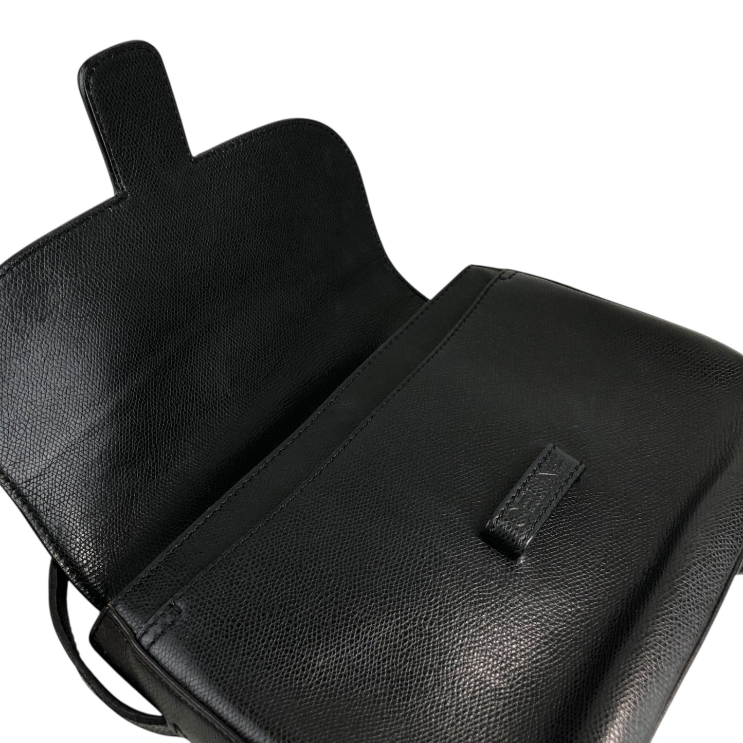 CELINE Logo Embossed Shoulder bag Black Vintage 4r7t24