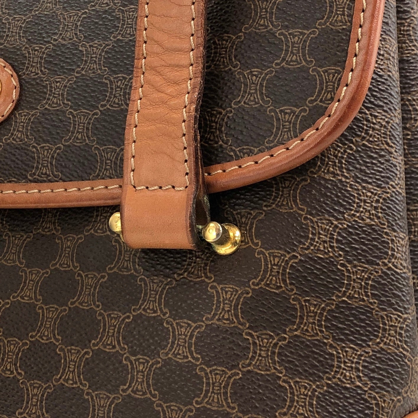 CELINE Macadam Handbag Brown Vintage 5fmrk2