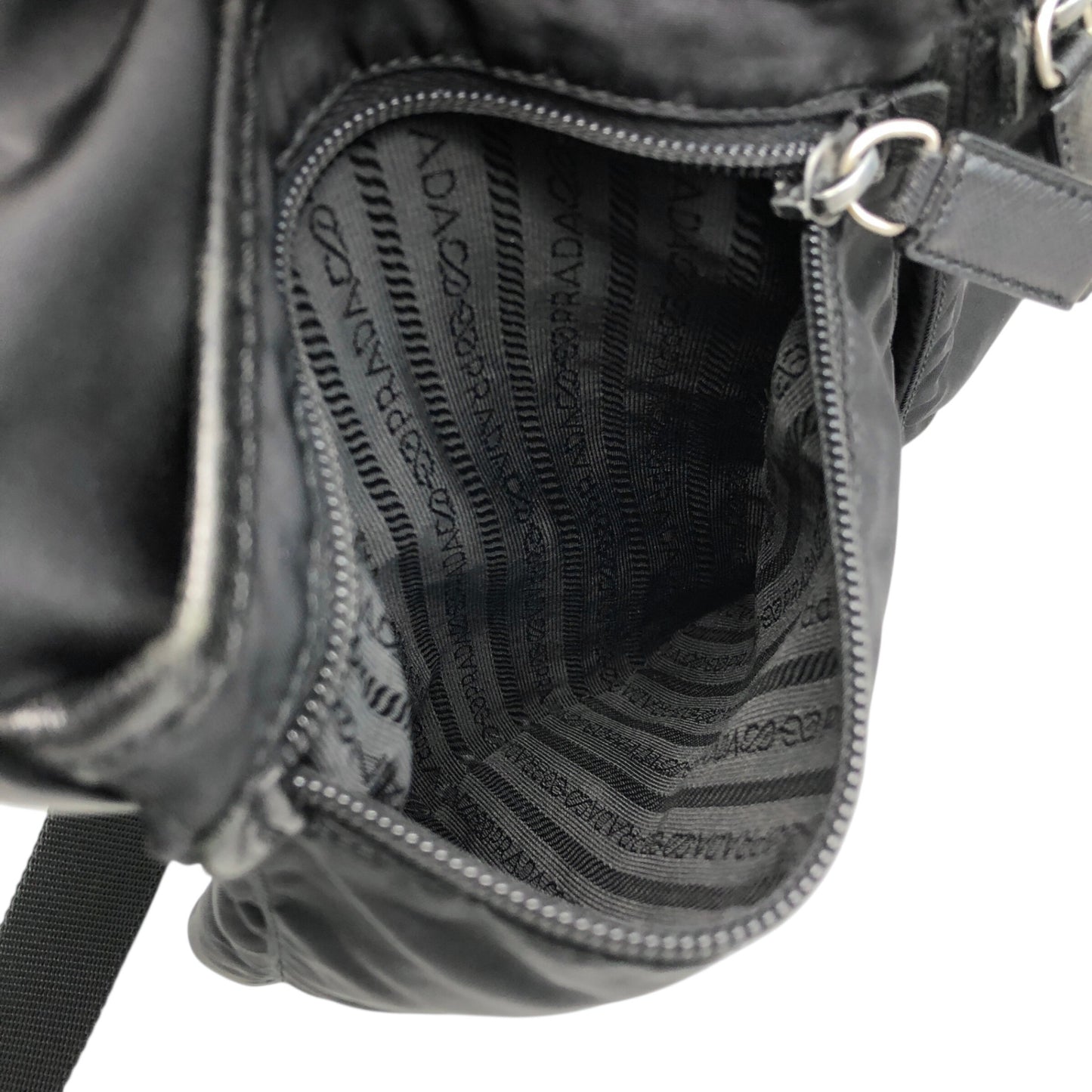 PRADA Tessuto Triangle logo Padlock Small Boston bag Handbag Black Vintage a5w87e