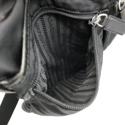 PRADA Tessuto Triangle logo Padlock Small Boston bag Handbag Black Vintage a5w87e