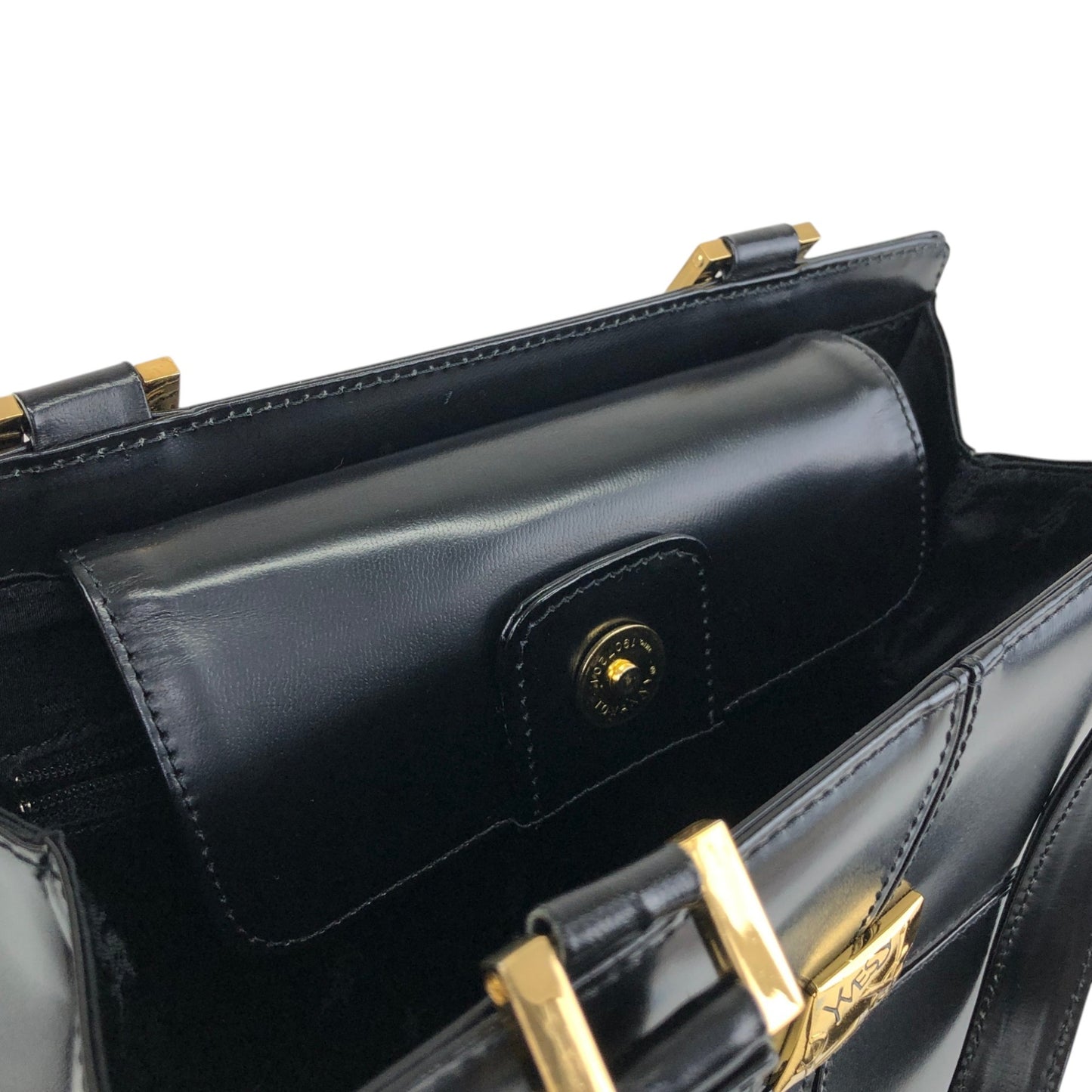 Yves Saint Laurent Logo Top Handle Handbag Black Vintage 8d84s4