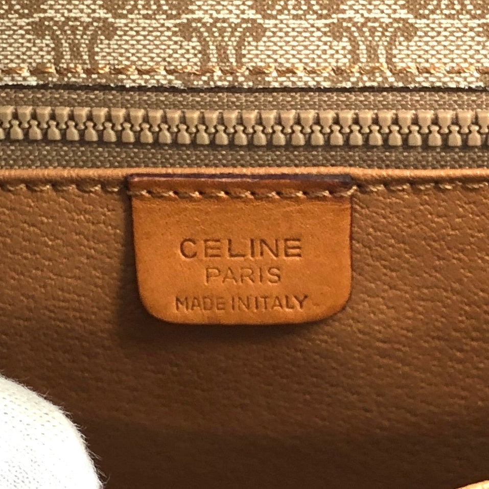 CELINE Macadam Front Buckle Shoulder bag Beige Vintage t3xmcc
