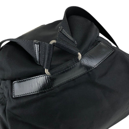 PRADA Tessuto Triangle Logo Front Buckle Backpack Black Vintage 3nkejc