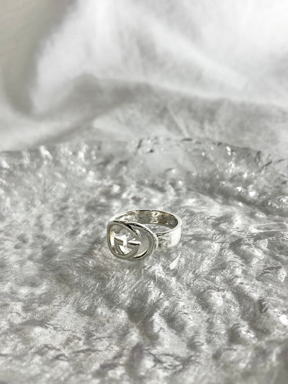 GUCCI Interlocking SILVER925 Ring Silver Vintage empzdp