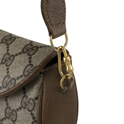 GUCCI Logo Round Shoulder bag Beige Vintage ku752d