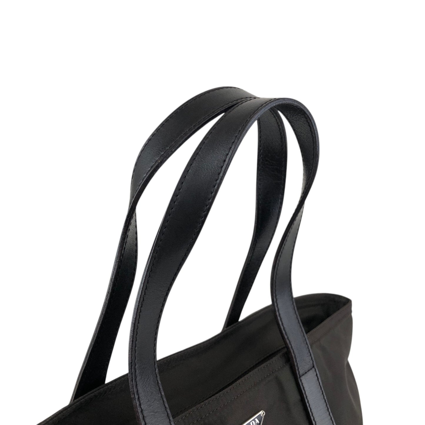 PRADA Tessuto Triangle Logo Handbag Brown Vintage 8wyzby