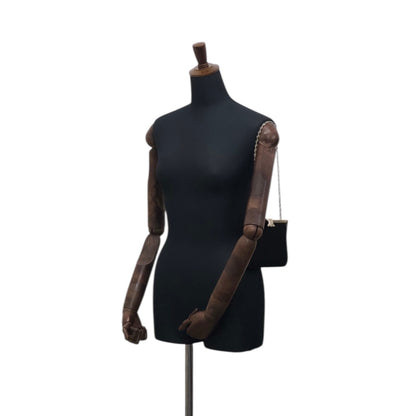 CELINE Triomphe Metal Clasp Chain Shoulder bag Black Vintage 857psb