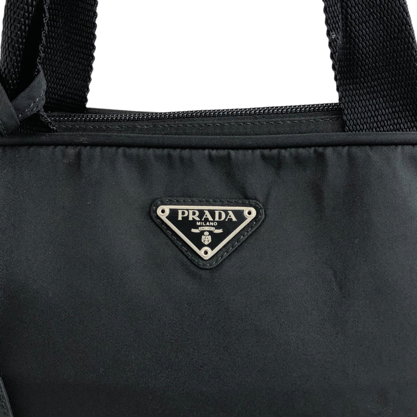 PRADA Triangle Logo Padlock Handbag Black Vintage n4a2rw