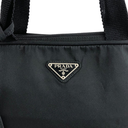 PRADA Triangle Logo Padlock Handbag Black Vintage n4a2rw