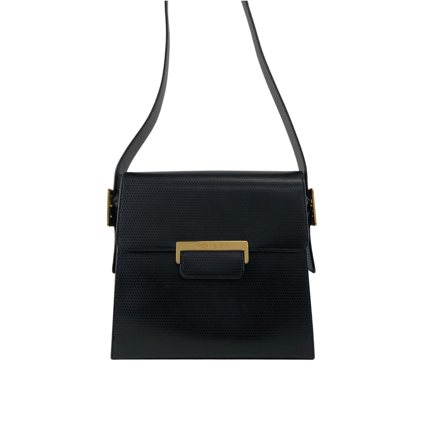 Yves Saint Laurent Logo Shoulder bag Black Vintage avbr5u