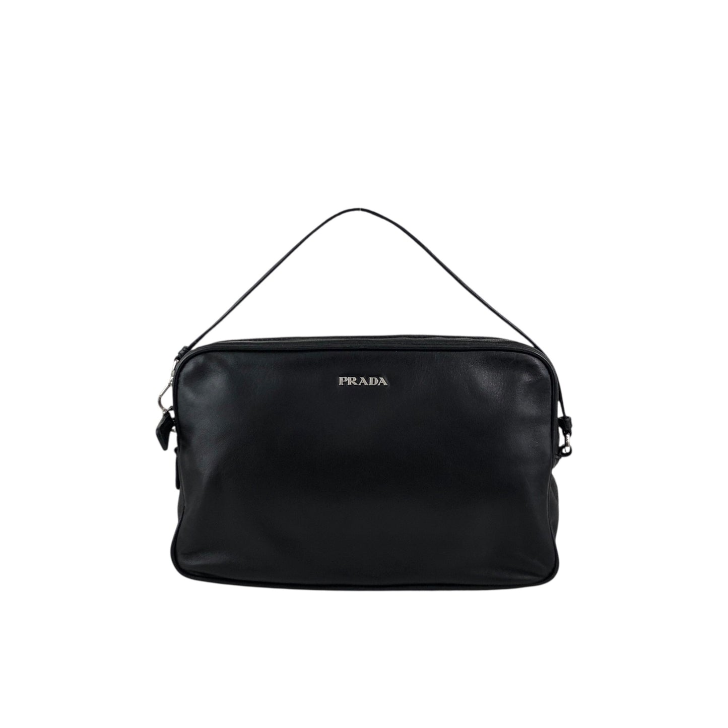 PRADA Logo Pouch Black Vintage e5kf4y