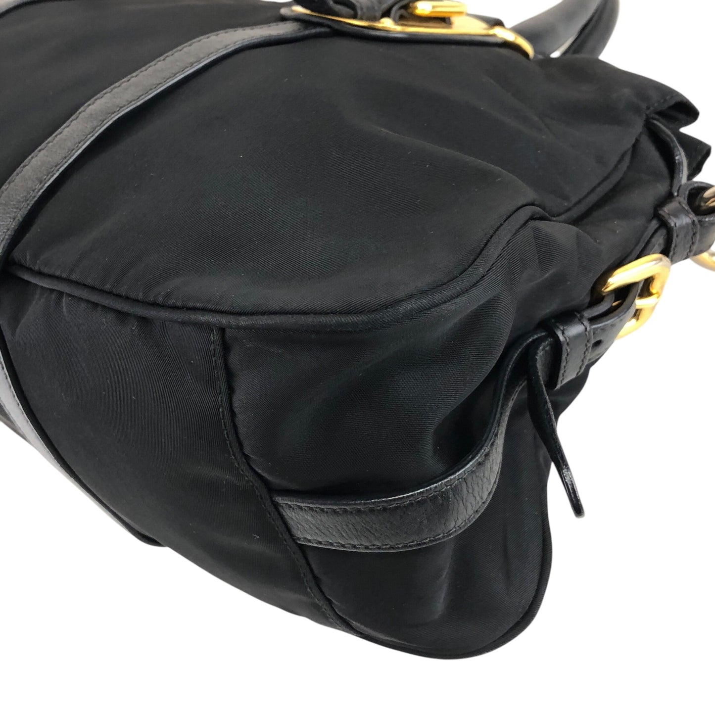 PRADA Logo Two-way Handbag Shoulder bag Black Vintage 7axa82