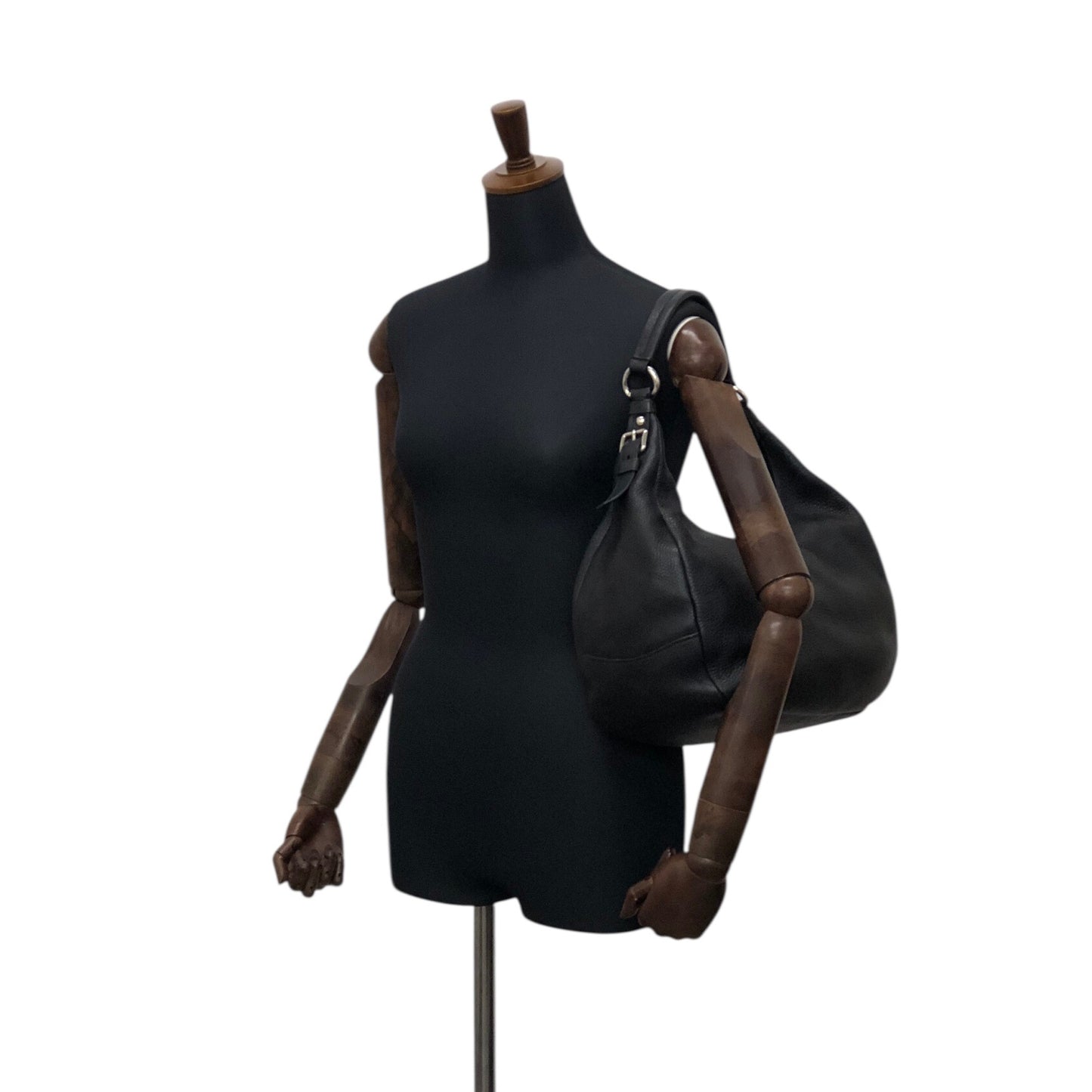 PRADA Logo Shoulder bag Hobobag Black Vintage 53rvk2