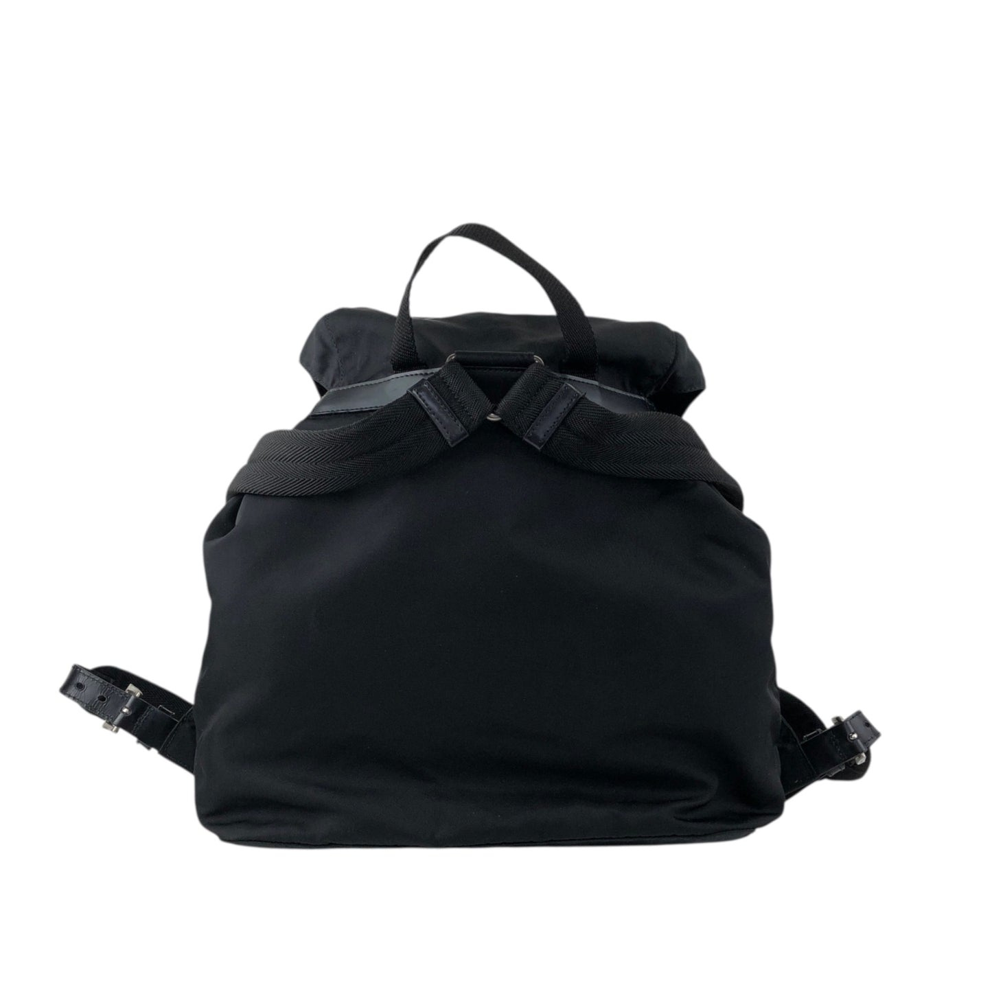 PRADA Tessuto Triangle Logo Double Pocket Backpack Black Vintage e8i3ab