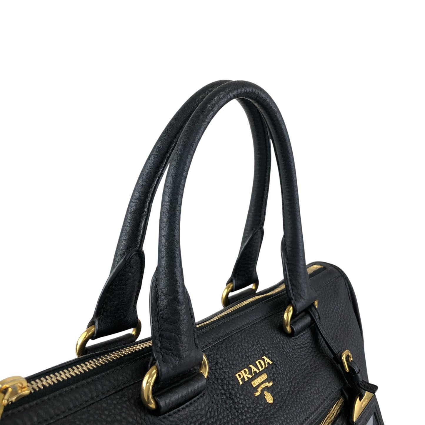 PRADA Logo Two-way Handbag Shoulder bag Black Vintage bwhz6p