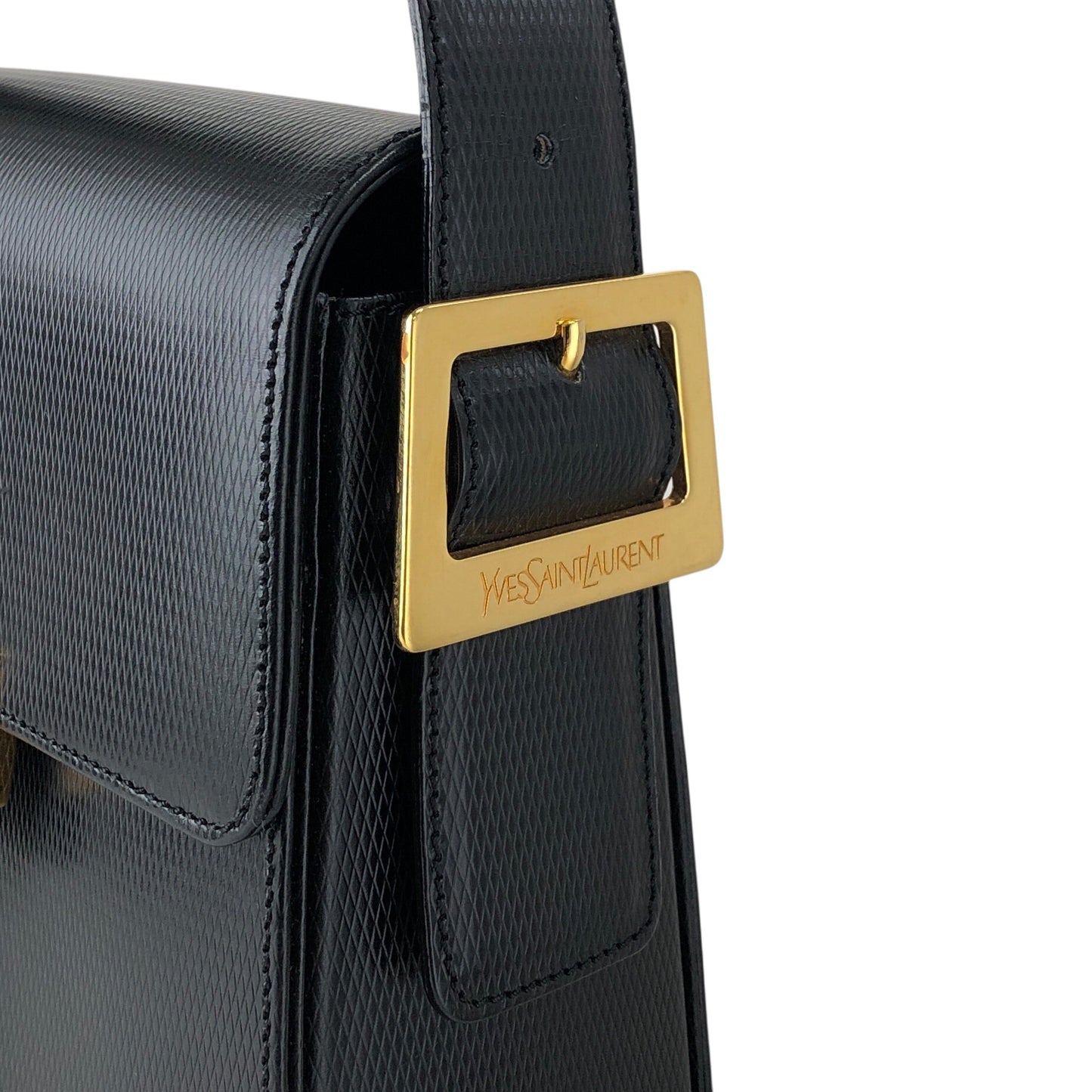 Yves Saint Laurent Logo Shoulder bag Black Vintage avbr5u