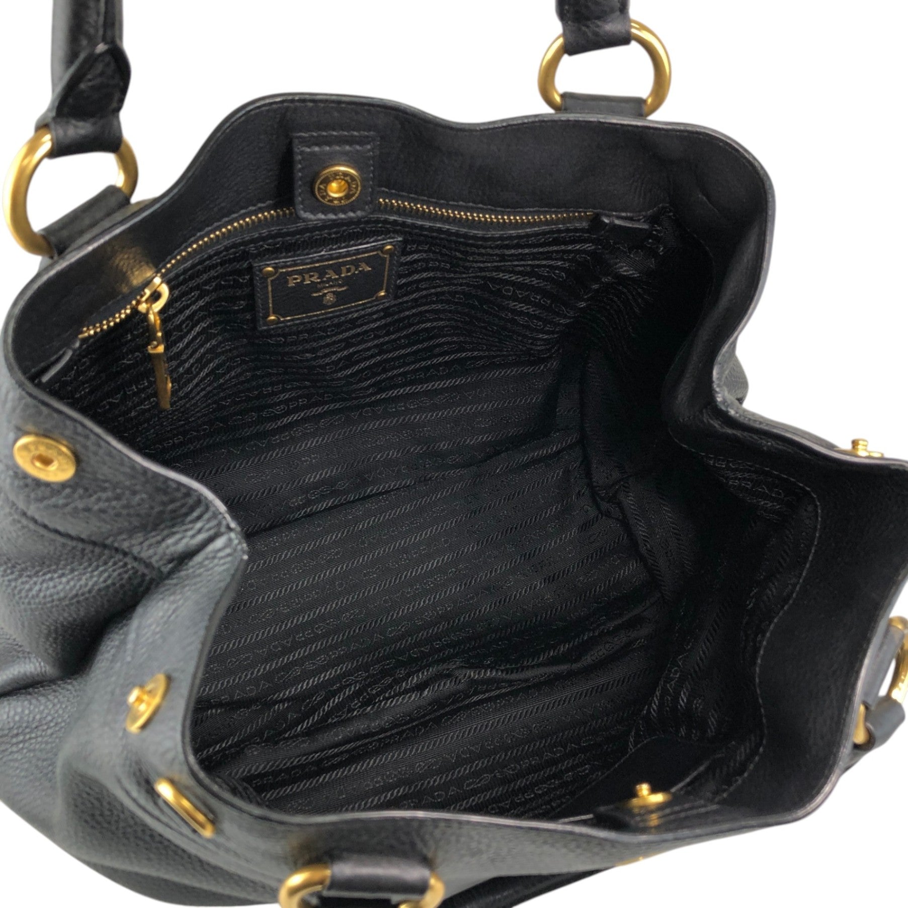 PRADA Logo Two-way Handbag Shoulder bag Black Vintage g864hh