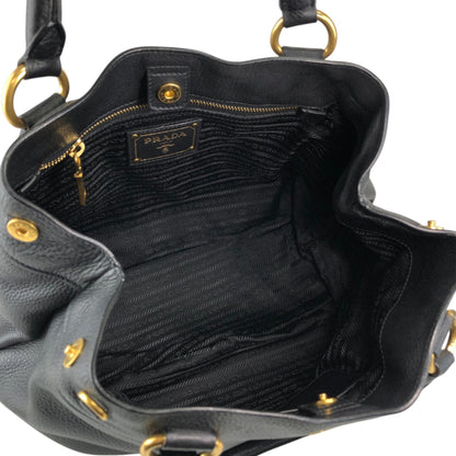 PRADA Logo Two-way Handbag Shoulder bag Black Vintage g864hh