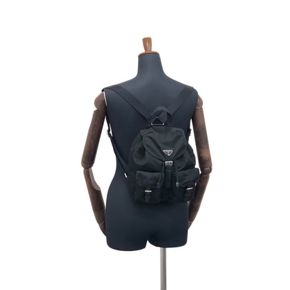 PRADA Triangle Logo Backpack Black Vintage wedjpt