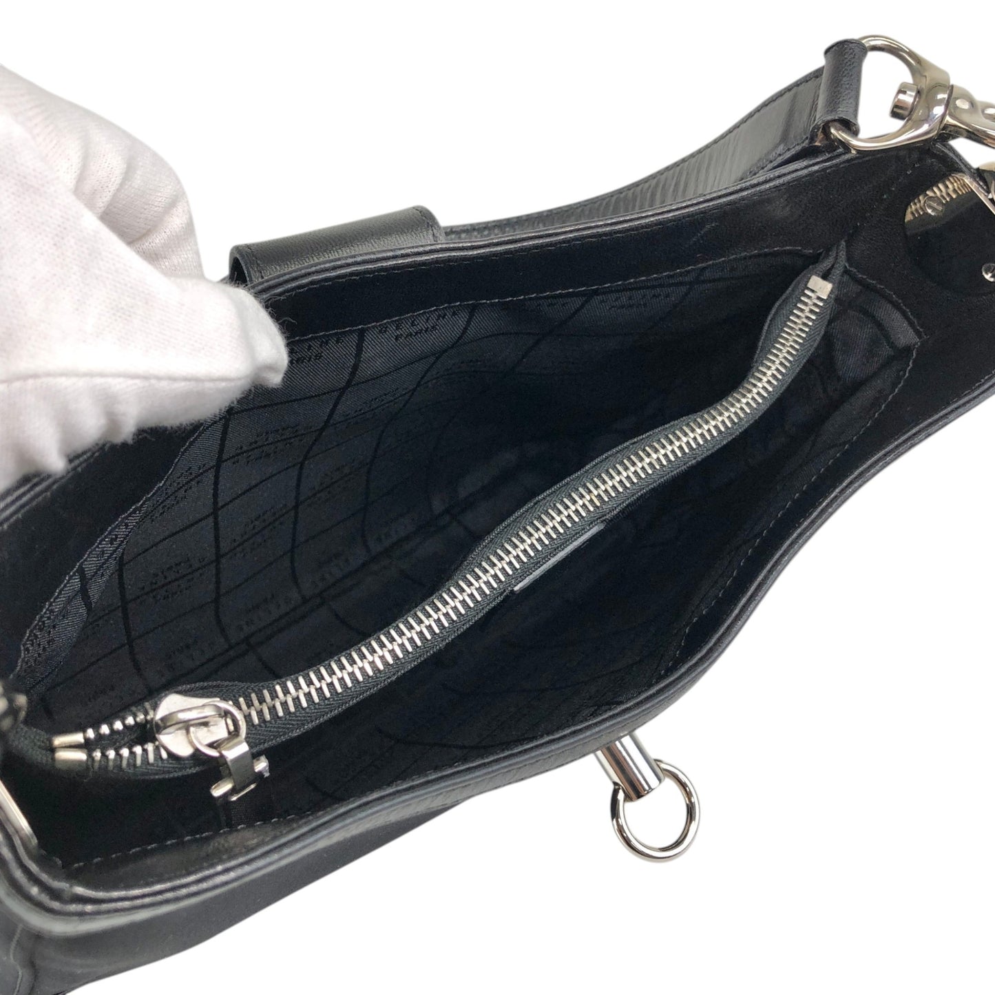 CELINE Gancini Shoulder bag Black Vintage 4cxdup