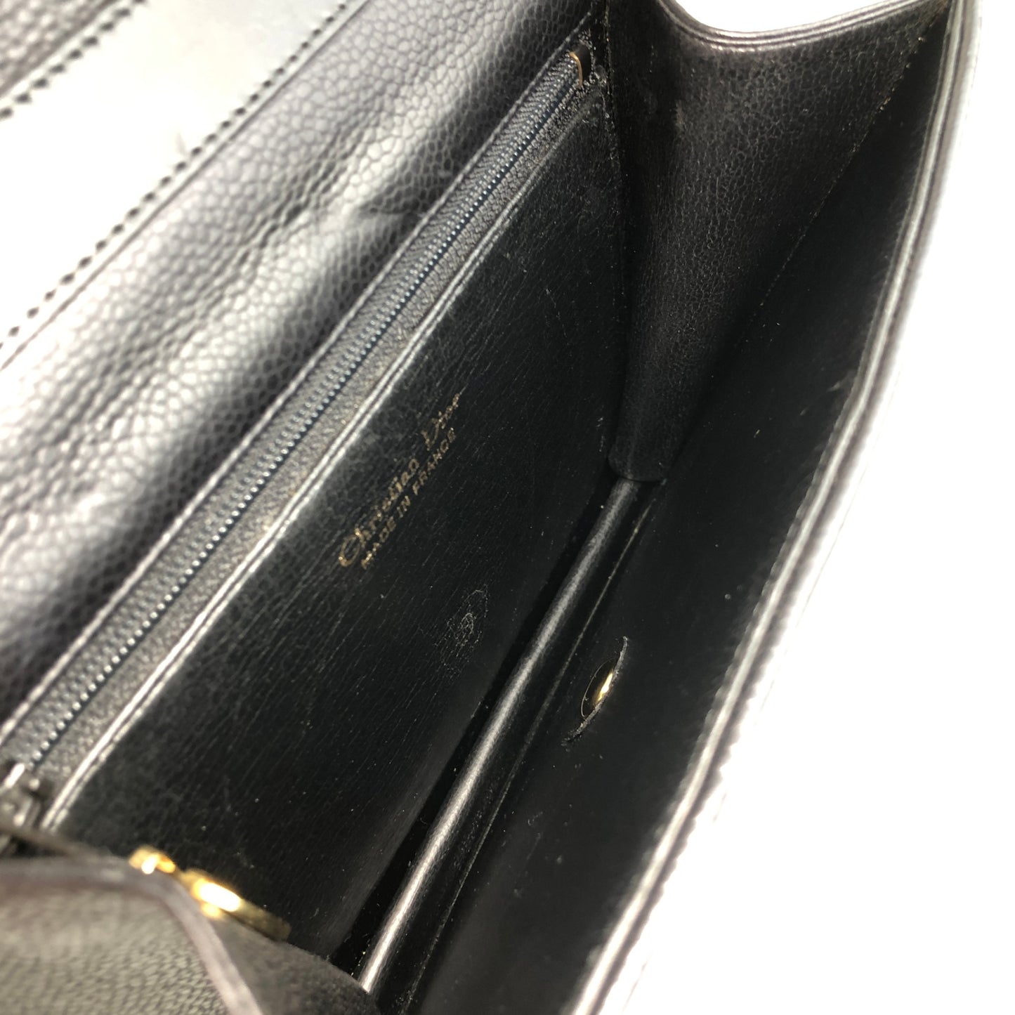 Christian Dior CD Logo Chain Shoulder bag Black Vintage m5evcd