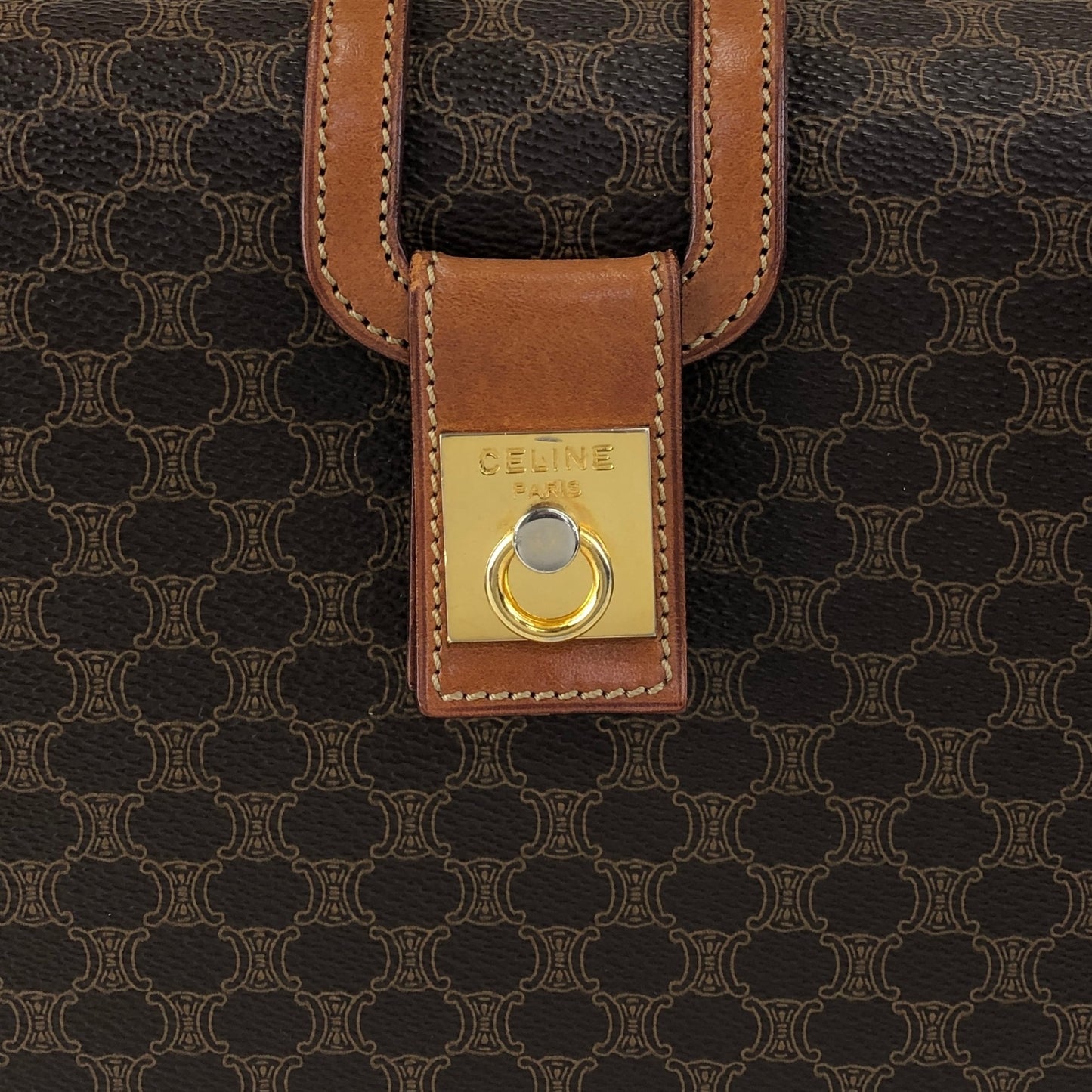 CELINE Macadam Gancini Handbag Brown Vintage hjb52j